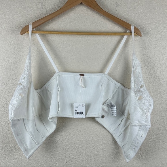 Free People Have My Heart Cropped White Top‎ Size Medium Women - Picture 7 of 14